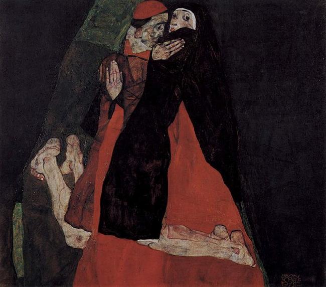 Egon Schiele Kardinal und Nonne oder Die Liebkosung oil painting image